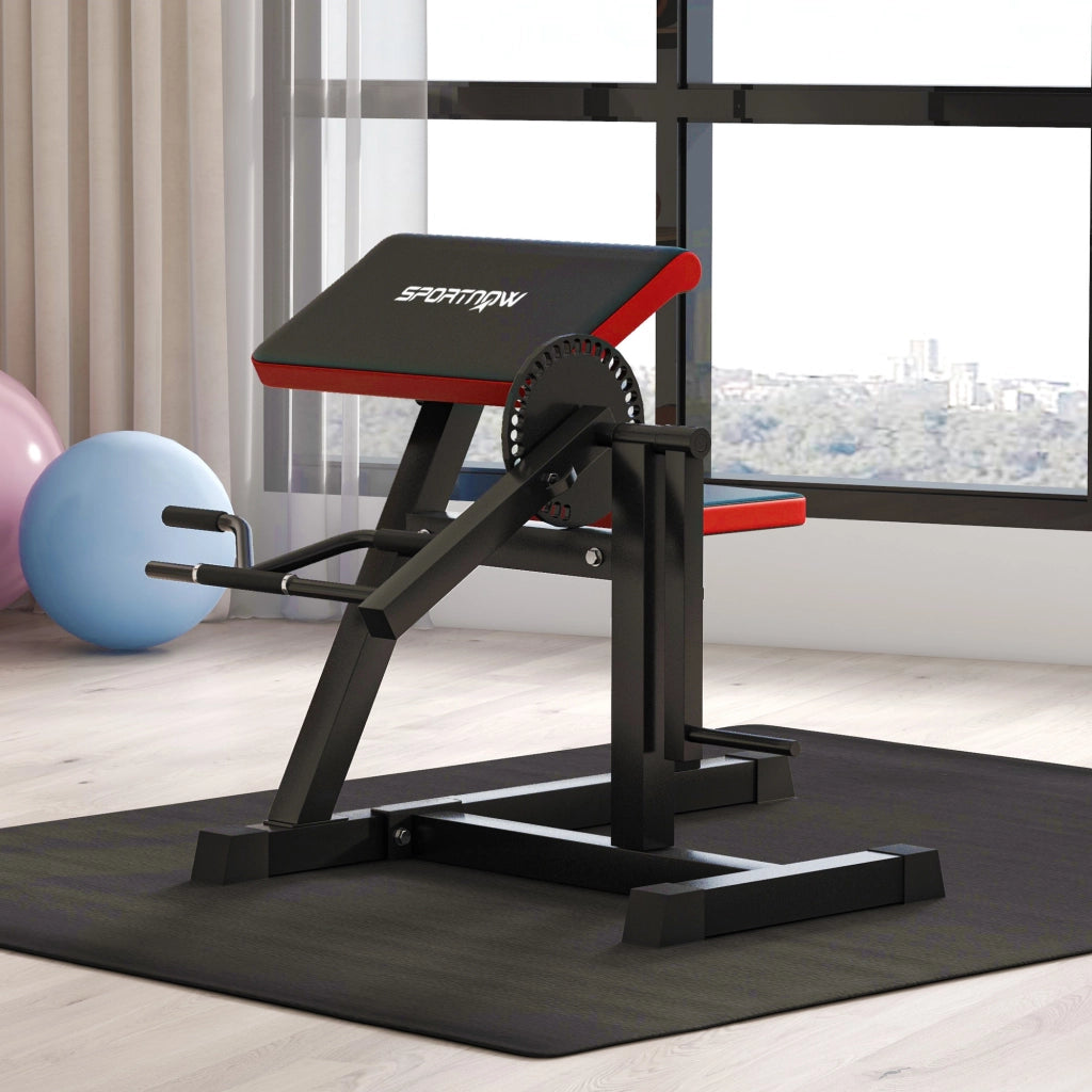 Macchina per curl bicipiti e tricipiti, attrezzo fitness con sedile regolabile a 5 livelli per estensioni dei tricipiti, similpelle nera