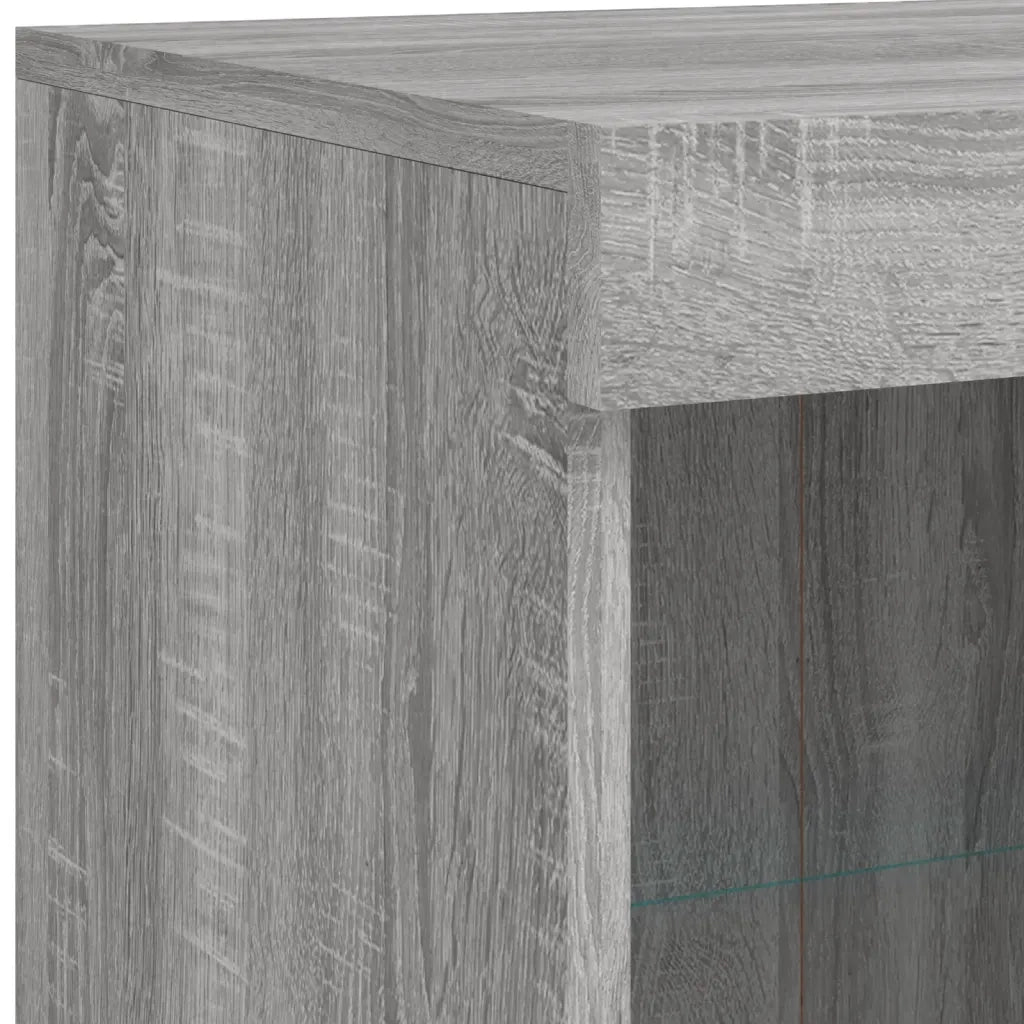 Credenza con Luci LED-Buffet-Armadio da cucina Grigio Sonoma 81x37x100 cm