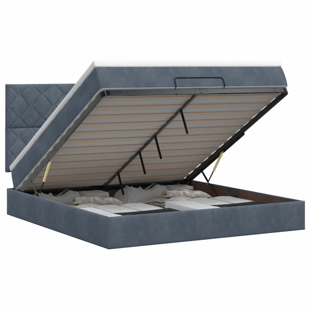 Letto ottomano con materasso Grigio Scuro 180 x 200 cm Velluto 3457810