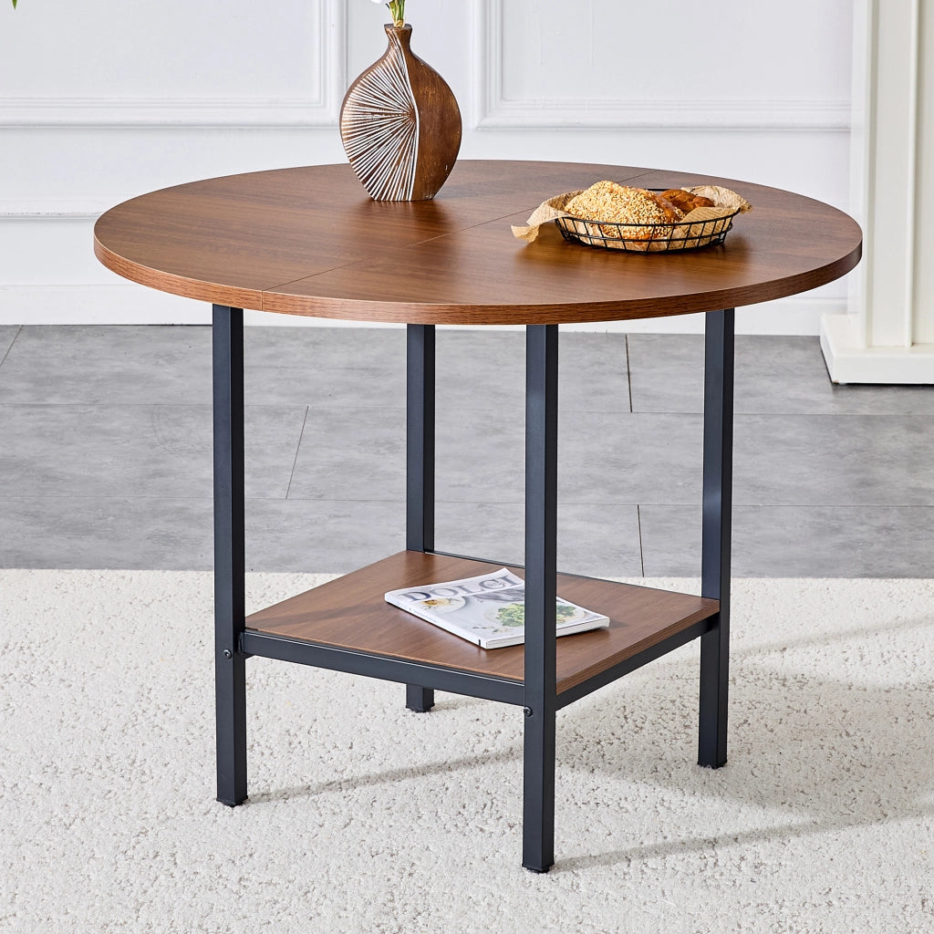 Tavolo da pranzo 4 posti con vano contenitore per cucina in MDF 100×100×77 cm noce