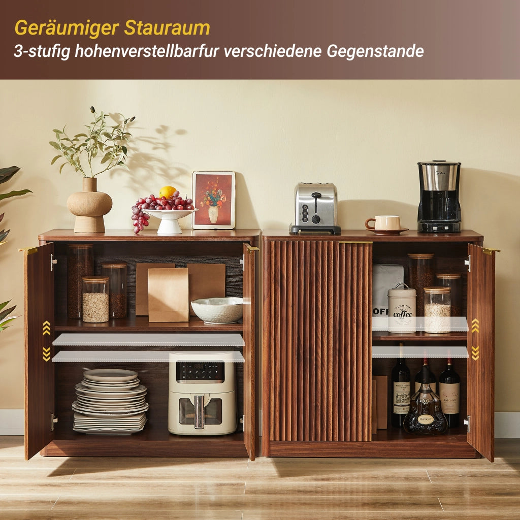Credenza con ripiani regolabili in truciolato marrone pannelli incassati per soggiorno e sala da pranzo 80 × 40 × 80 cm