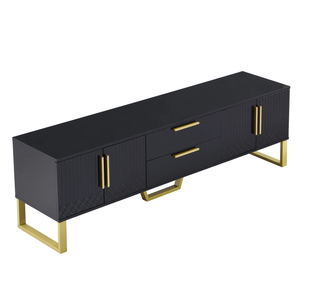 Mobile TV 170x40x53,5 cm con 4 ante e 2 cassetti in MDF nero lucido
