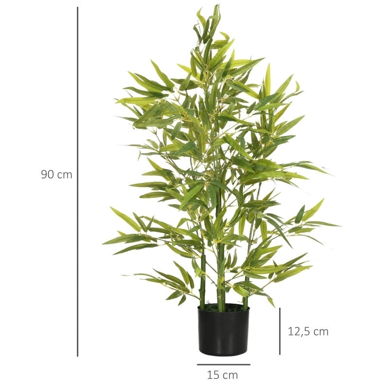 Pianta artificiale di bamb¨´ ULEVR 90 cm con 504 foglie, vaso incluso, verde