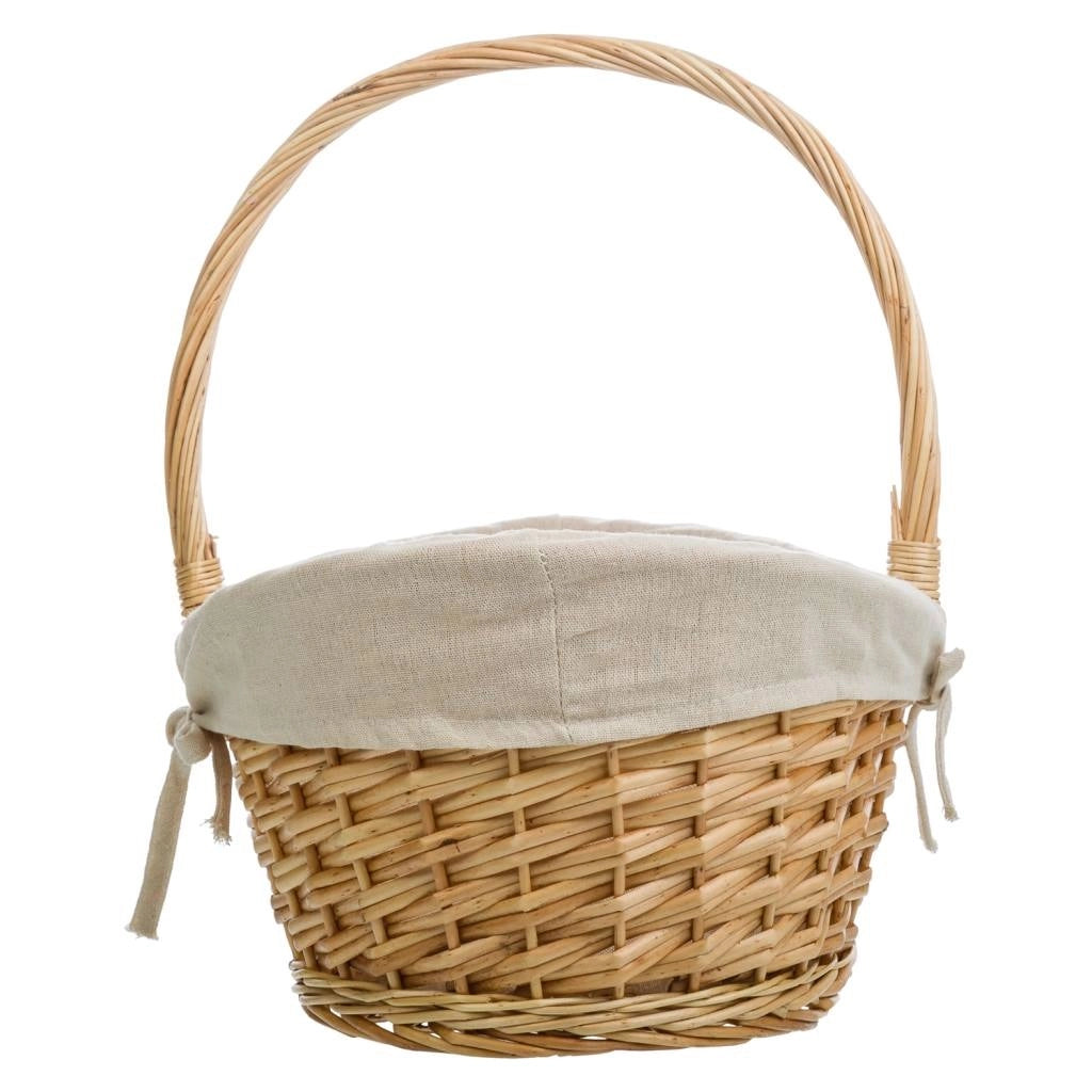 Set di 3 cestini in vimini marrone foderati