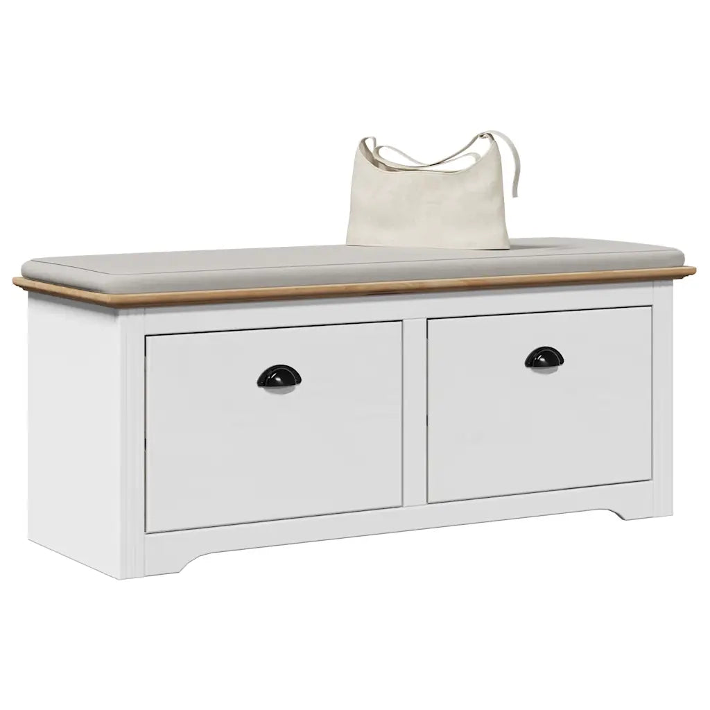 Panca da Ingresso BODO Bianca e Marrone 114x40x45 cm