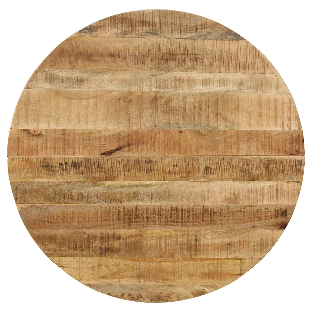 Tavolo da Pranzo in Massello di Mango Grezzo e Acciaio 120x77cm 246013