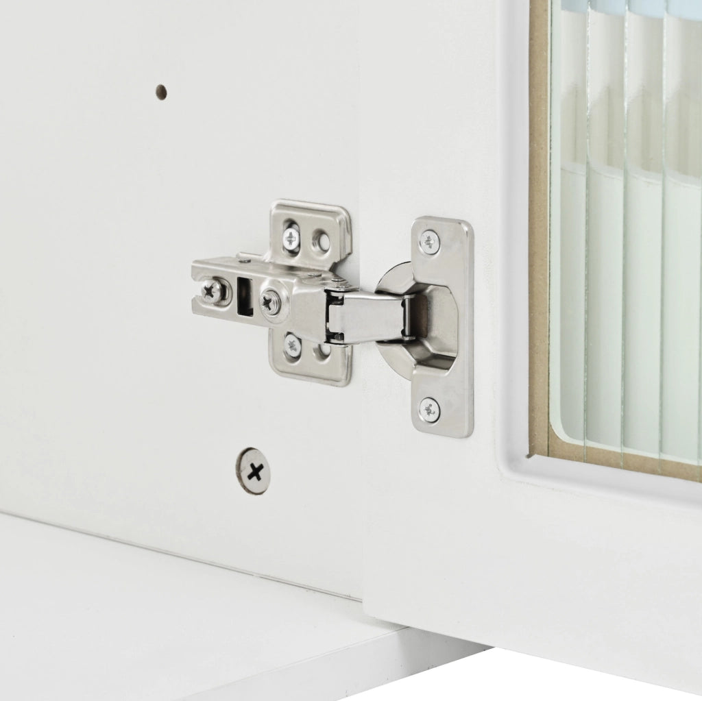 Mobile bagno sospeso con lavabo in ceramica, 2 cassetti, MDF bianco