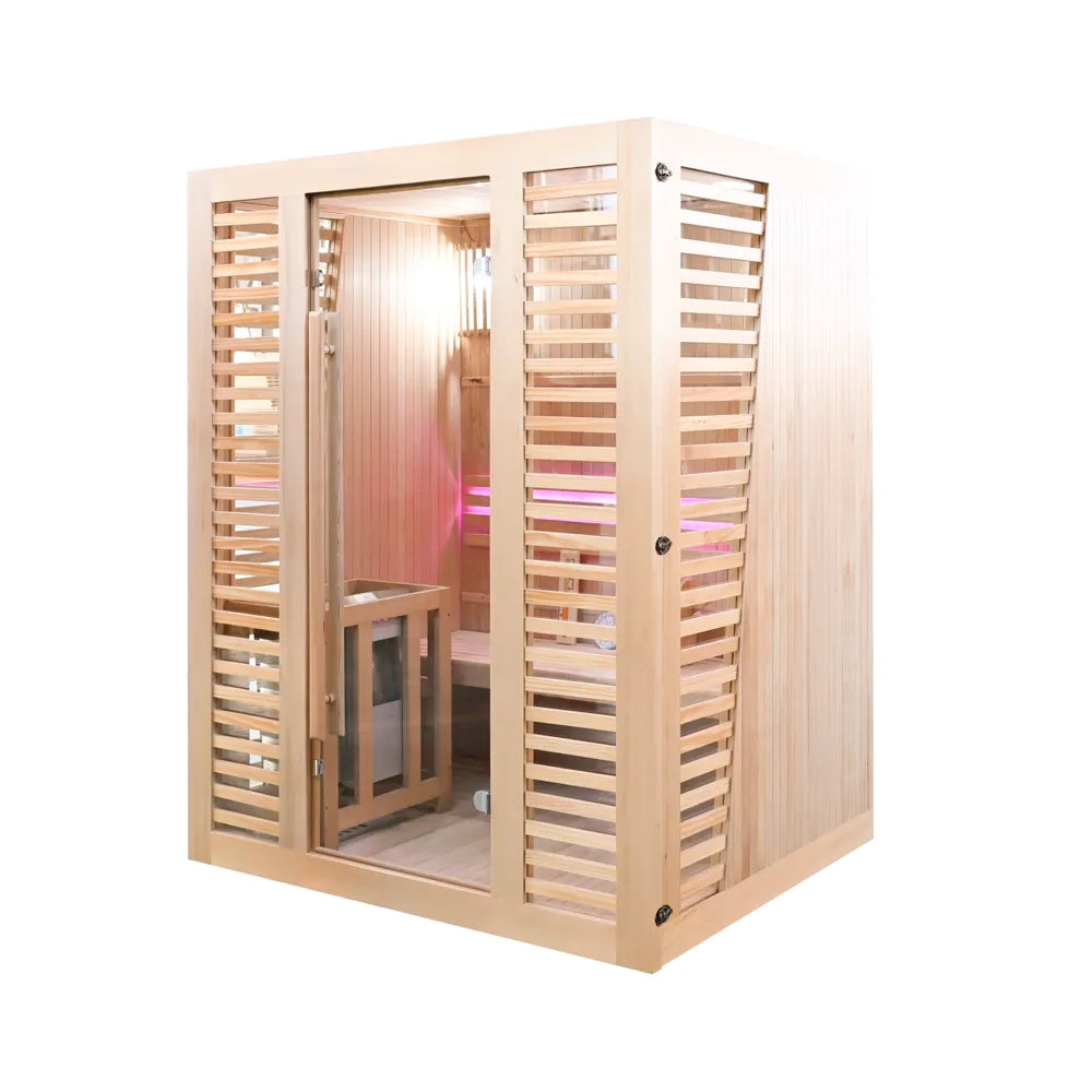 Sauna finlandese da interno 150x120cm h190cm in legno hemlock | Abisko