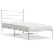 Letto singolo | Letto per adulti | Giroletto senza Materaso con Testiera Metallo Bianco 75x190 cm
