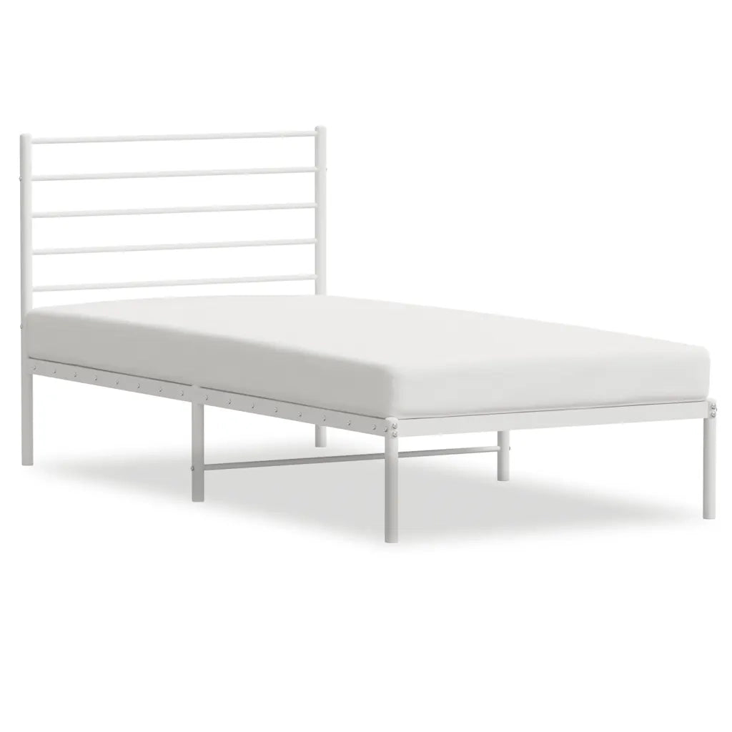 Letto singolo | Letto per adulti | Giroletto senza Materaso con Testiera Metallo Bianco 75x190 cm