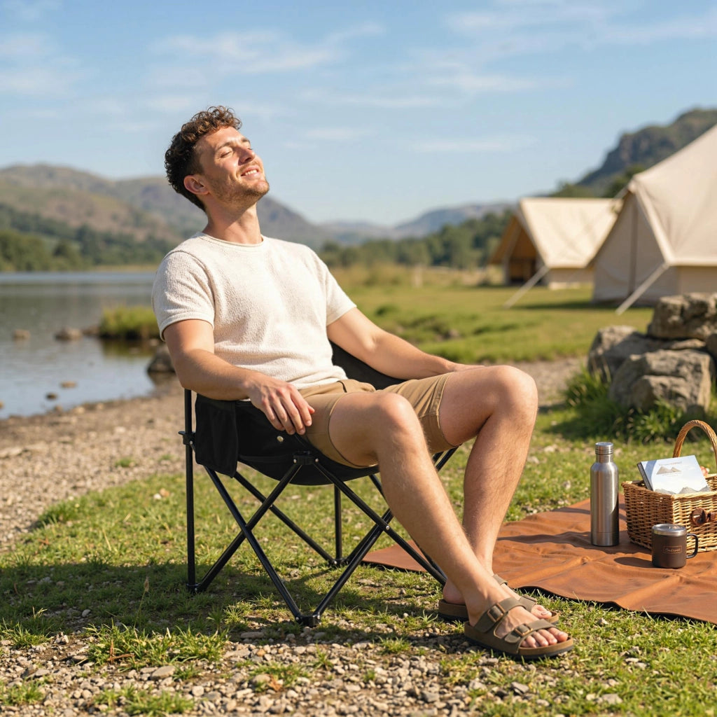 Sedia da camping pieghevole con borsa e tasca laterale ¨C Minimal ¨C Nero