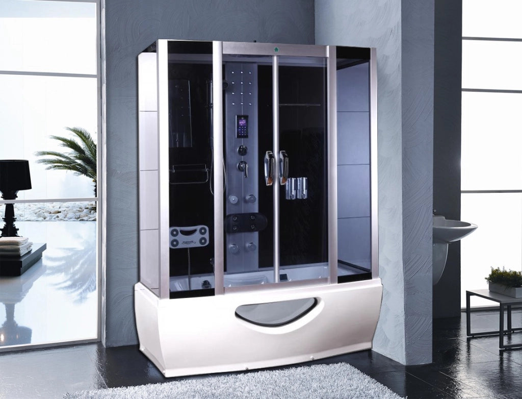 Cabina doccia idromassaggio con vasca, cromoterapia 170x85cm full optional Sicorage Mexus Oblò
