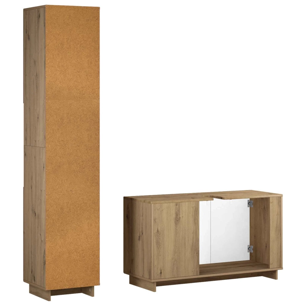 Set mobili da bagno 2 pz Rovere Artigianale 3433099