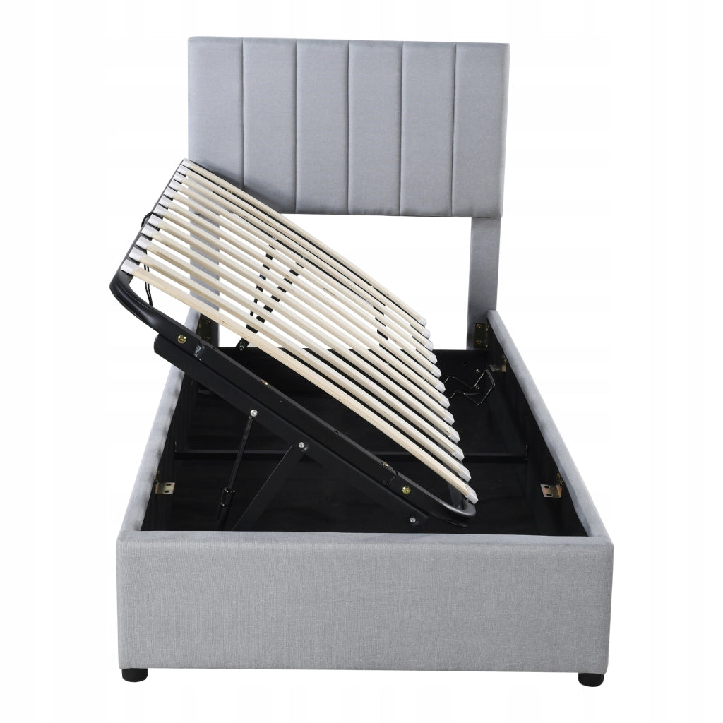 Letto singolo per bambini - Xylo - 90x200 - Grigio - Stelaio idraulico