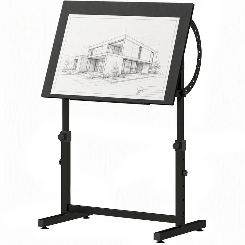 TAVOLO da Disegno Regolabile 90x60 cm Nero in Legno e Metallo