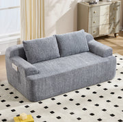 Divano letto trasformabile in velluto a coste grigio con cuscini