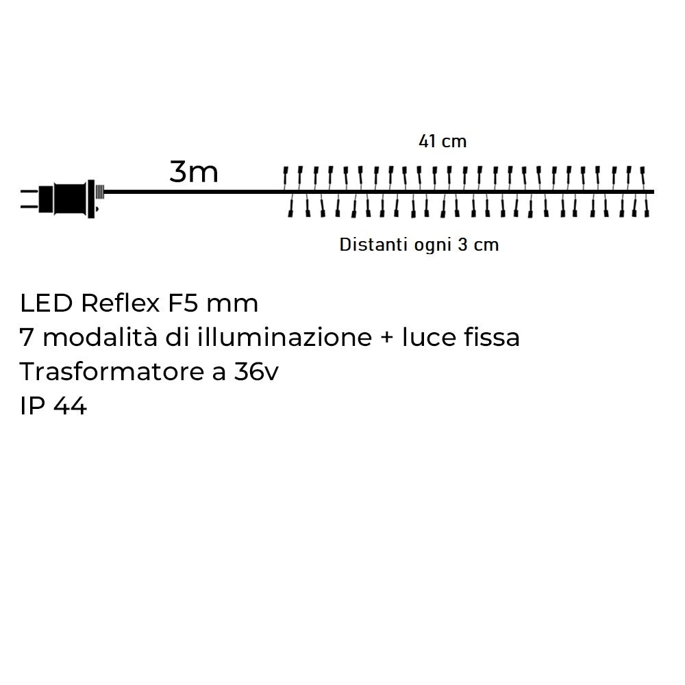 CATENA DI LUCI DI NATALE DA 1360 LED GIALLI CON CAVO TRASPARENTE DA 41 METRI E TRASFORMATORE 36V - PERFETTA PER EVENTI E FESTE