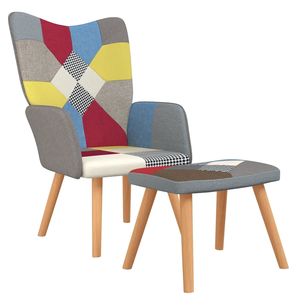 Poltrona Relax con Poggiapiedi in Tessuto Patchwork 328184