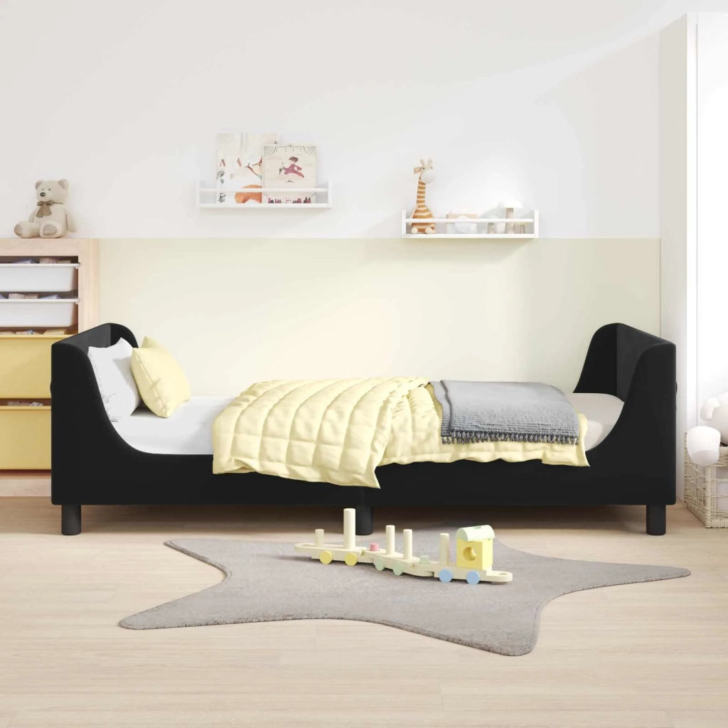 Struttura letto bambini con testata-Giroletto per bambini Nero 90 x 200 cm Velluto 413517
