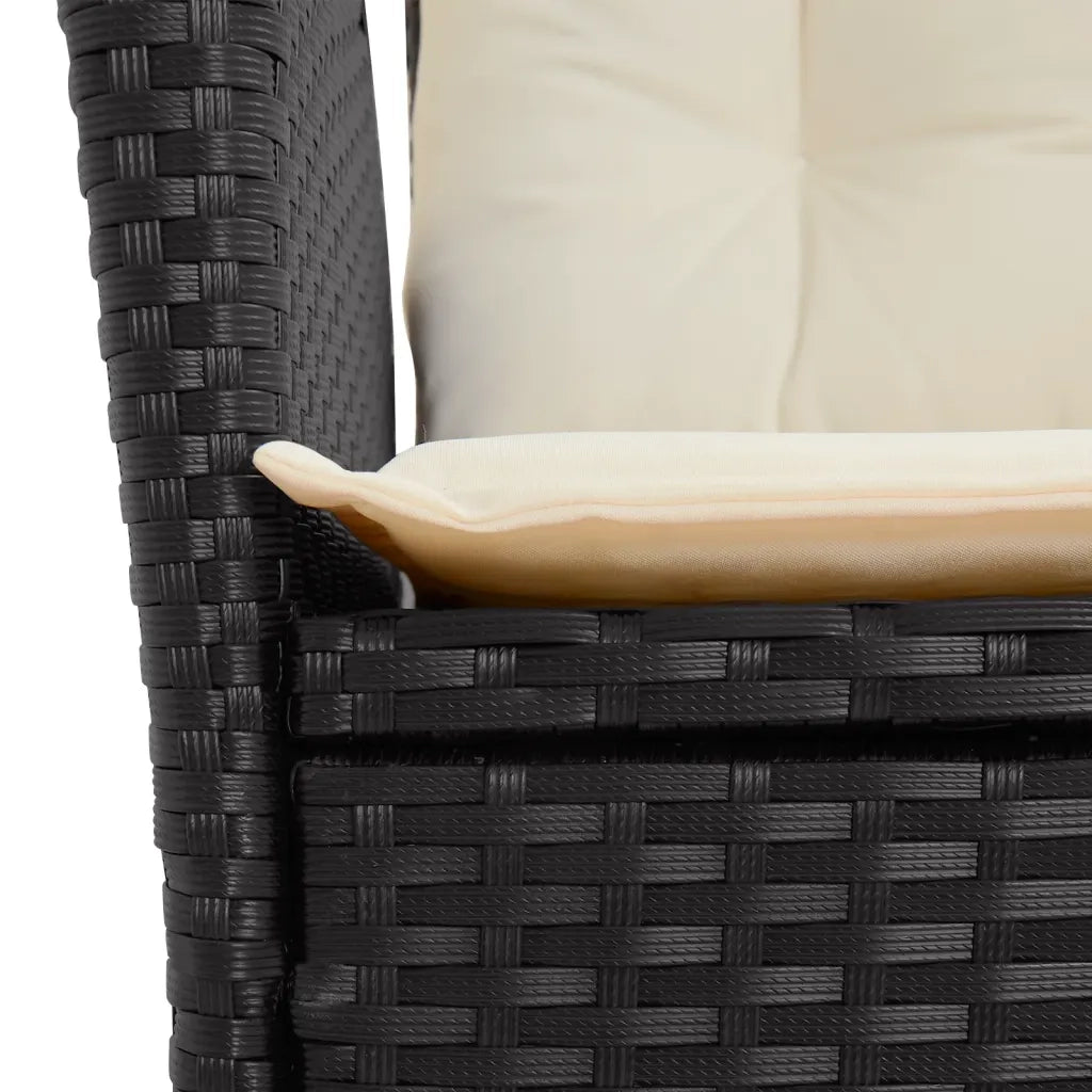 Set da Pranzo da Giardino 9 pz con Cuscini Nero in Polyrattan 3213065