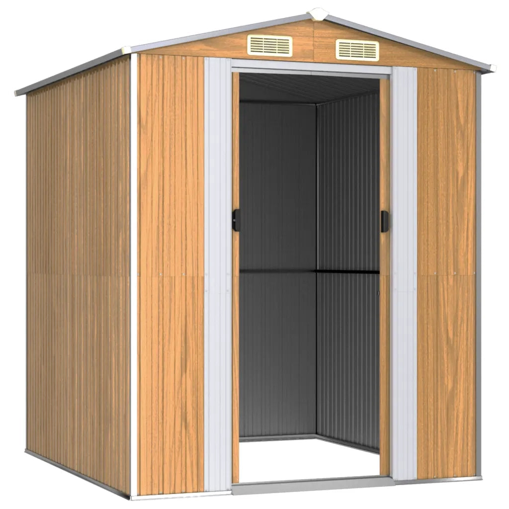 Capanno Giardino-Casetta da Giardino Marrone Chiaro 192x191x223 cm Acciaio Zincato