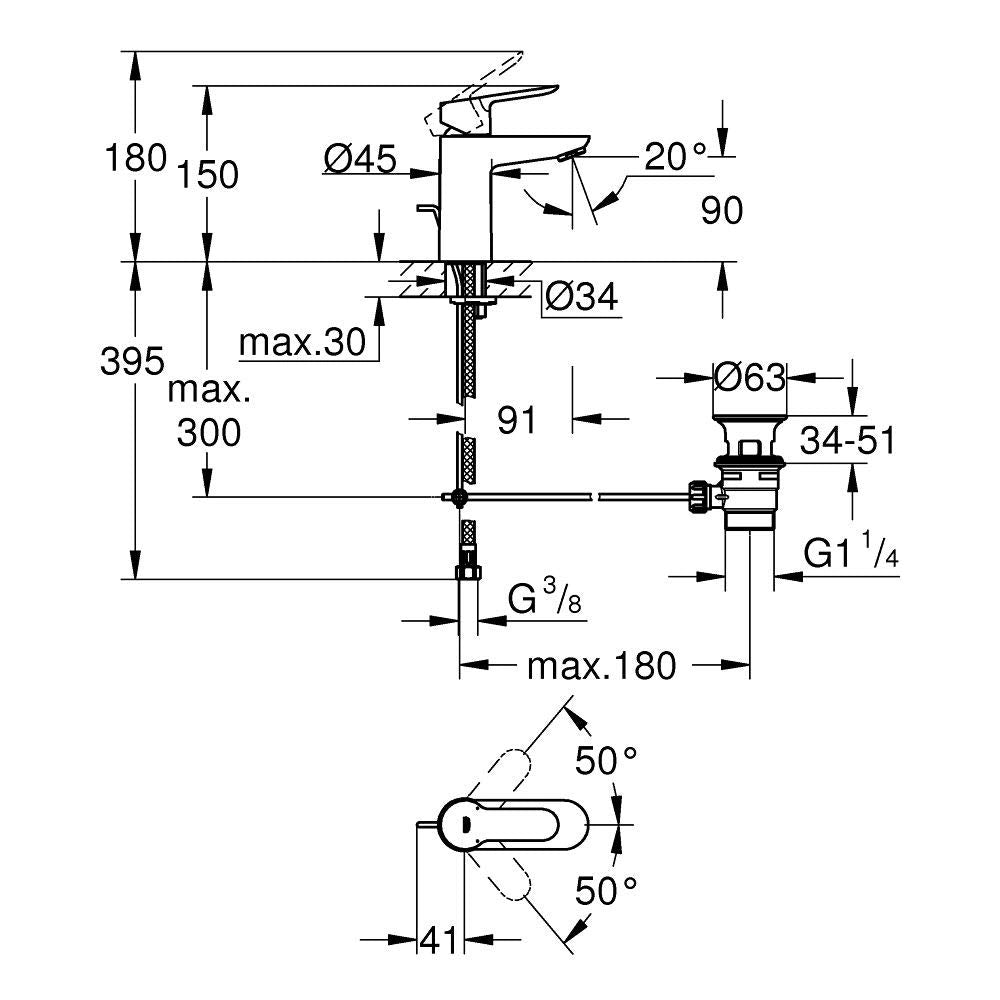 Monocomando Lavabo Bauedge Cromo Grohe