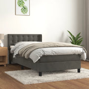 Giroletto a Molle con Materasso-Struttura Letto Grigio Scuro 80x200 cm Velluto 869974