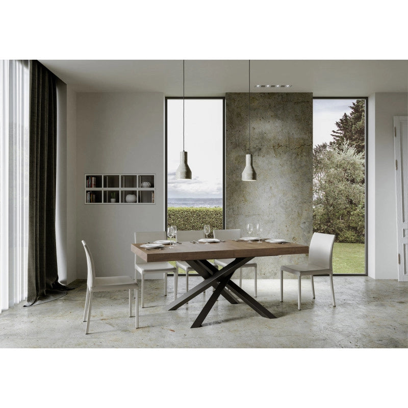 Tavolo allungabile 200/304x90 cm Volantis telaio Antracite - Noce