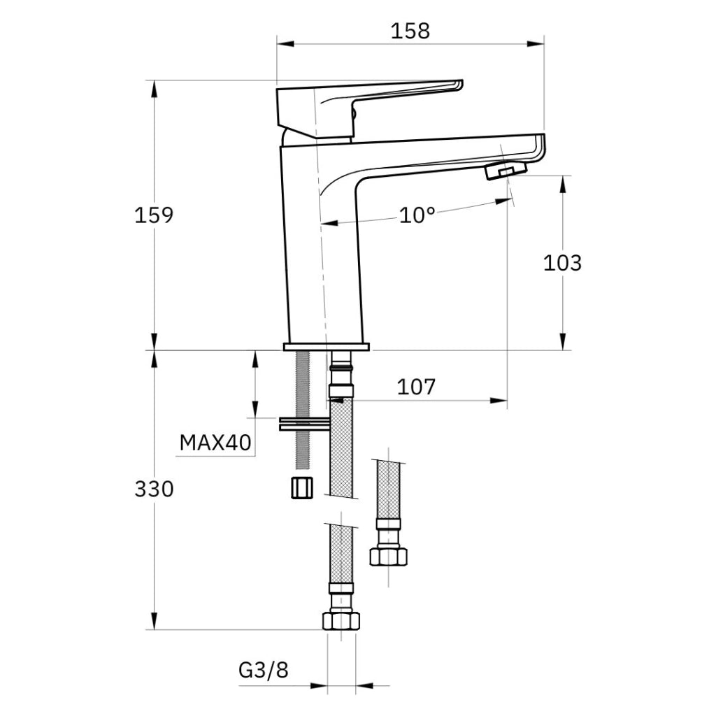 Miscelatore rubinetto africa per lavabo in ottone colore nero con piletta *** confezione 1