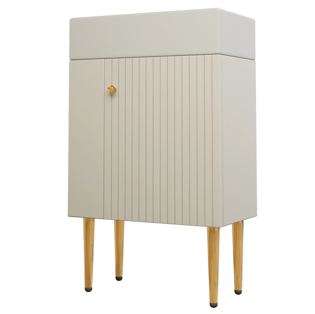 Mobile bagno da terra bianco con lavabo integrato e ripiani