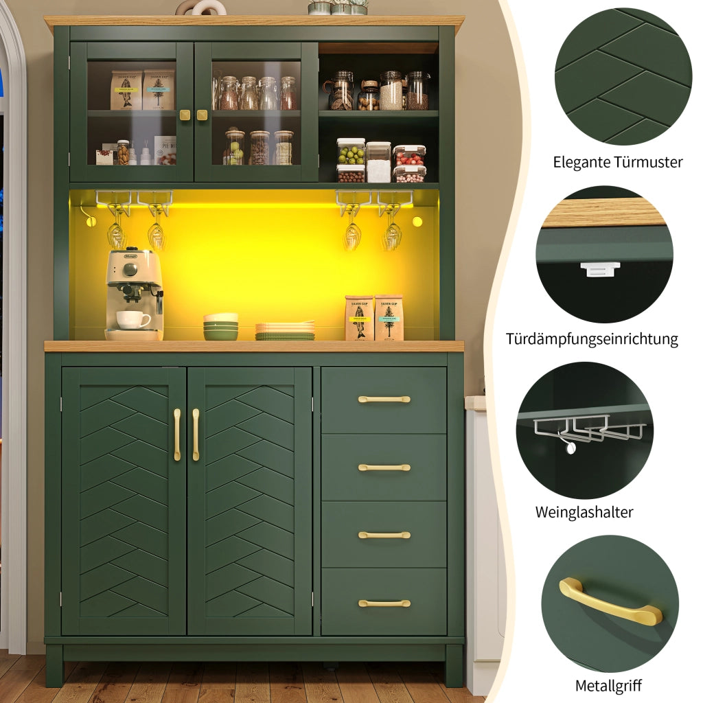 BUFFET 105,5x40x180 cm Verde in MDF con LED