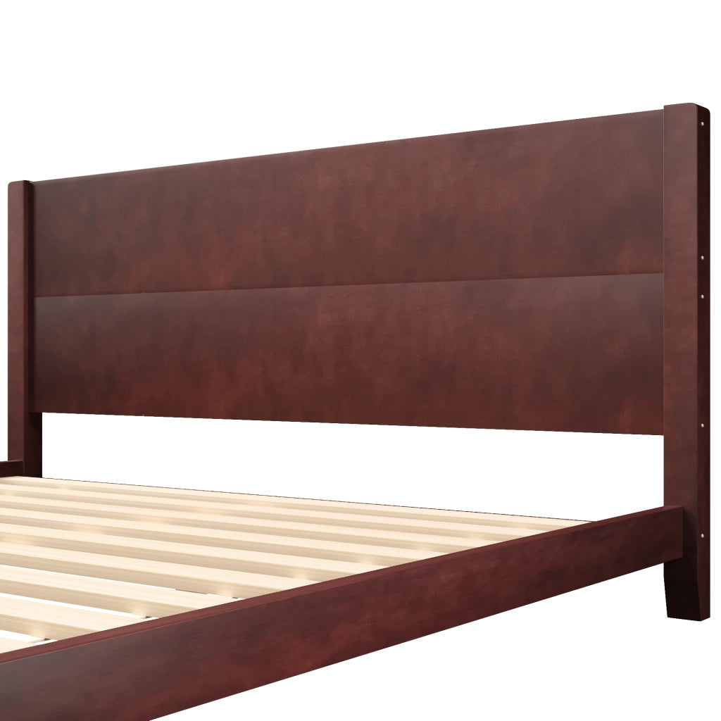 Letto piattaforma 180 × 200 cm con testiera e rete a doghe in MDF e legno colore marrone