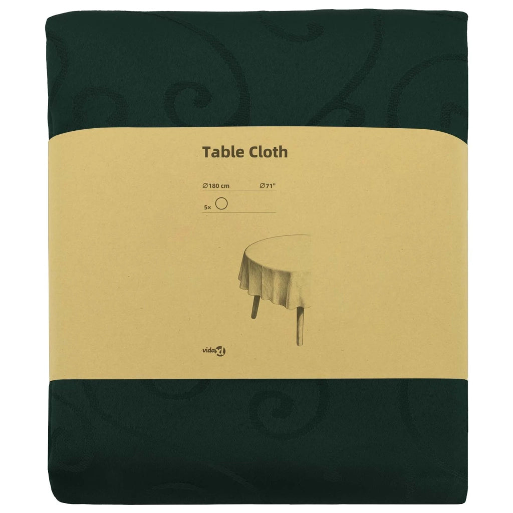 Tovaglia da Tavolo 5 pz Rotondo Verde Scuro Ø 180 cm 42040501