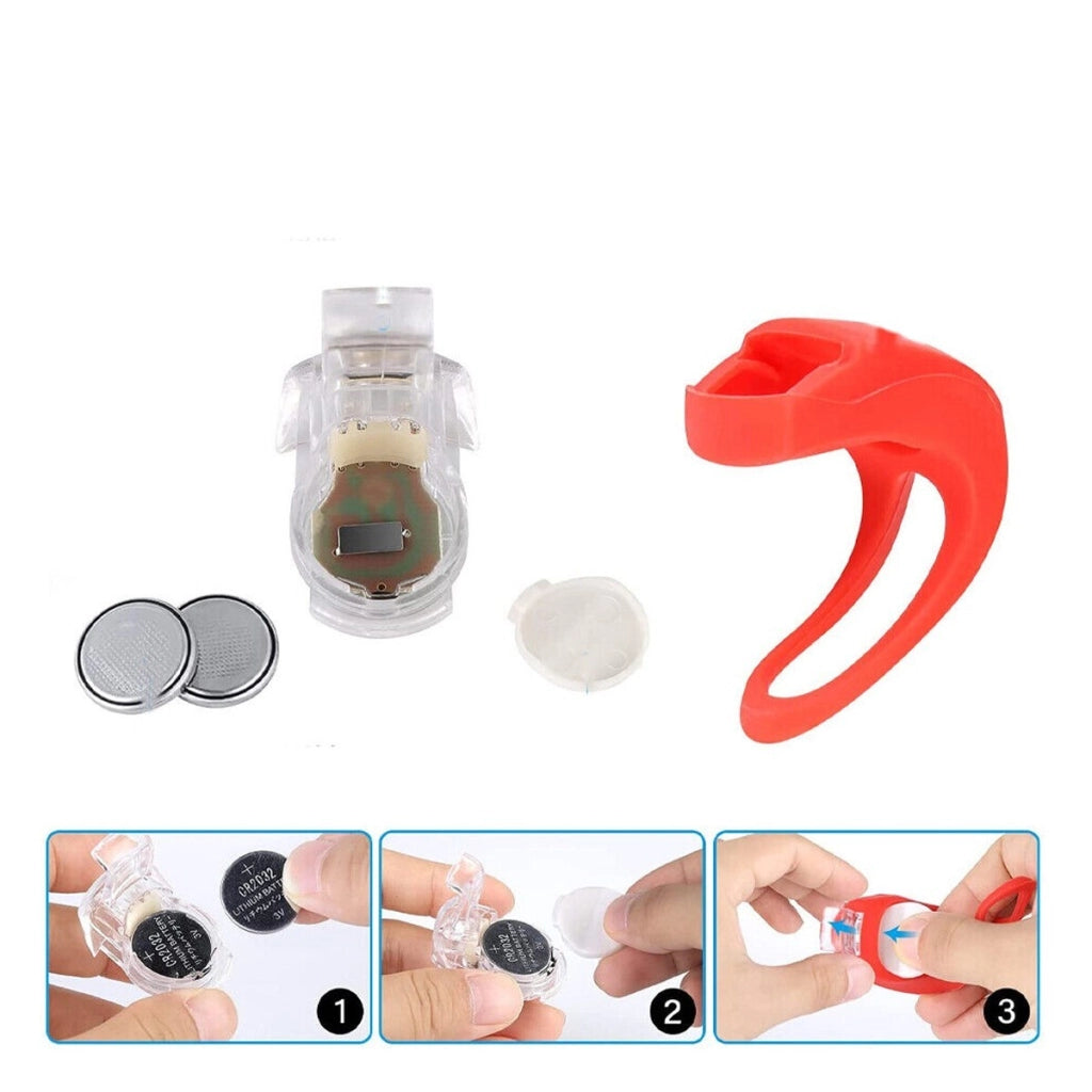 KIT 2 LUCI A LED POSIZIONE BICI SILICONE ANTERIORE POSTERIORE BICICLETTA LIGHT