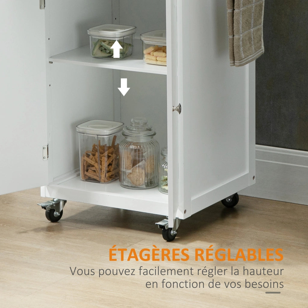 Carrello da cucina con cassetto e ripiani ¨C Minimal ¨C Bianco acciaio inox MDF
