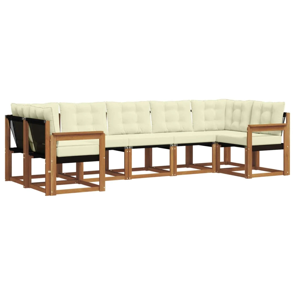 Set di divani da esterno con cuscino 7 pcs Naturale e Crema 3369017