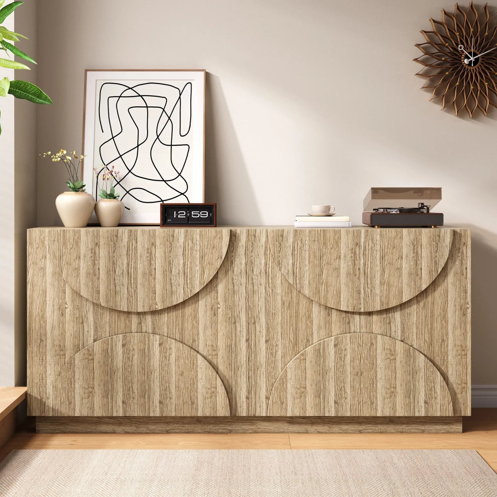 Sideboard con ripiani e Rebounder, venatura del legno naturale