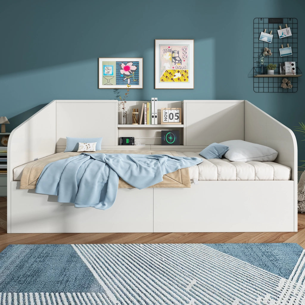 Letto singolo bianco 90x190 cm con contenitore