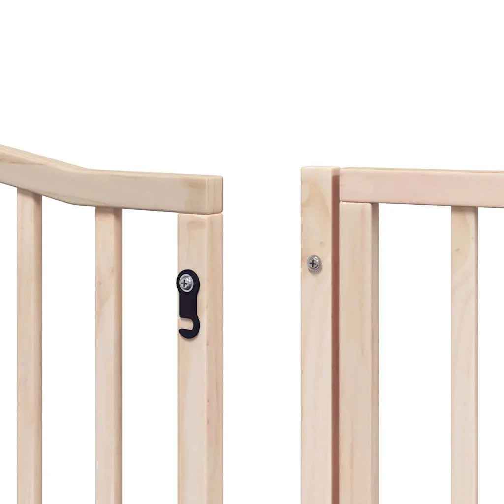 Cancelletto di sicurezza per animali domestici porta pieghevole 12 pannelli legno di pioppo marrone 02_0023157