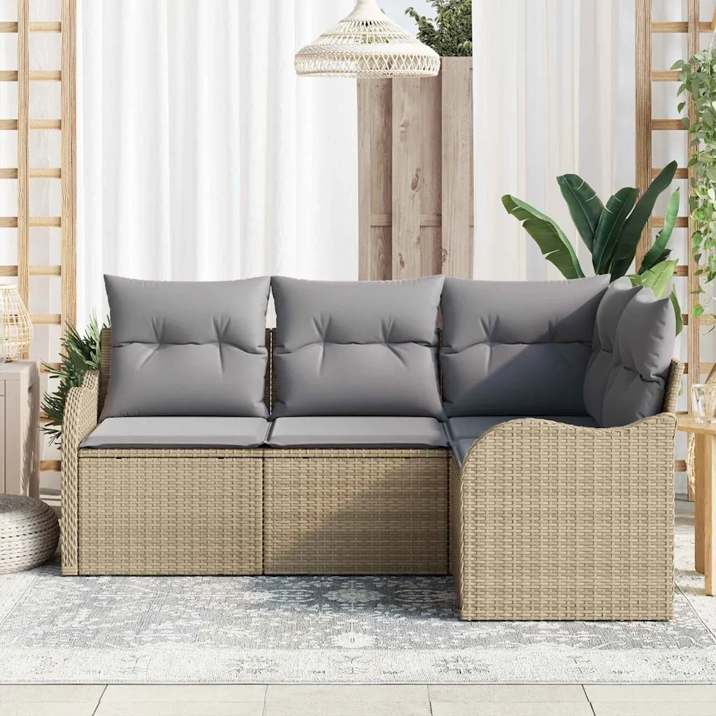 Set Divano da Giardino 4 pcs Beige polyrattan