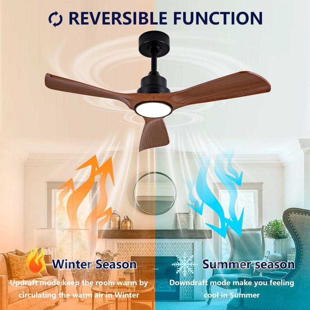 Ventilatore da soffitto con luce ¨C Minimal ¨C colore noce, DC silenzioso, per interno/esterno
