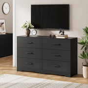 Cassettiera 6 Cassetti Nero Madia Larga e Mobile Porta TV Design Moderno per Camera e Salotto