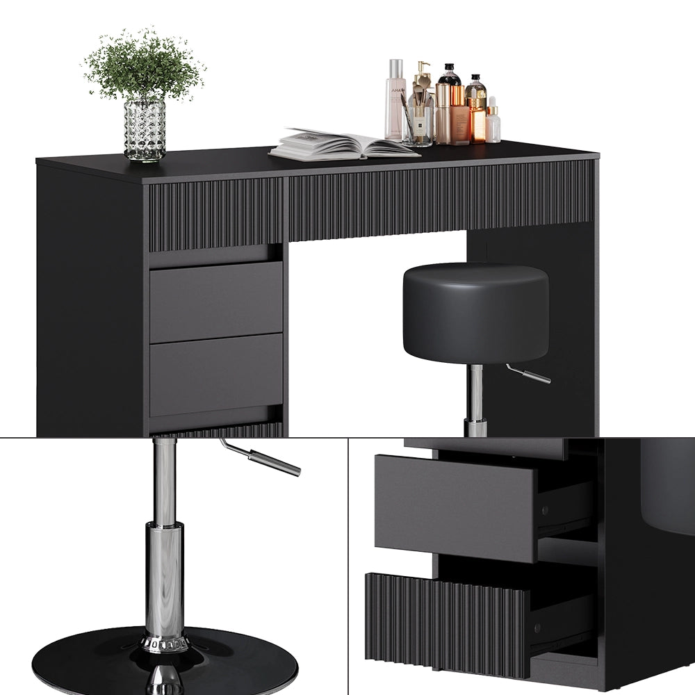 Vicco Tavolino da toeletta Nero 120 cm con sgabello