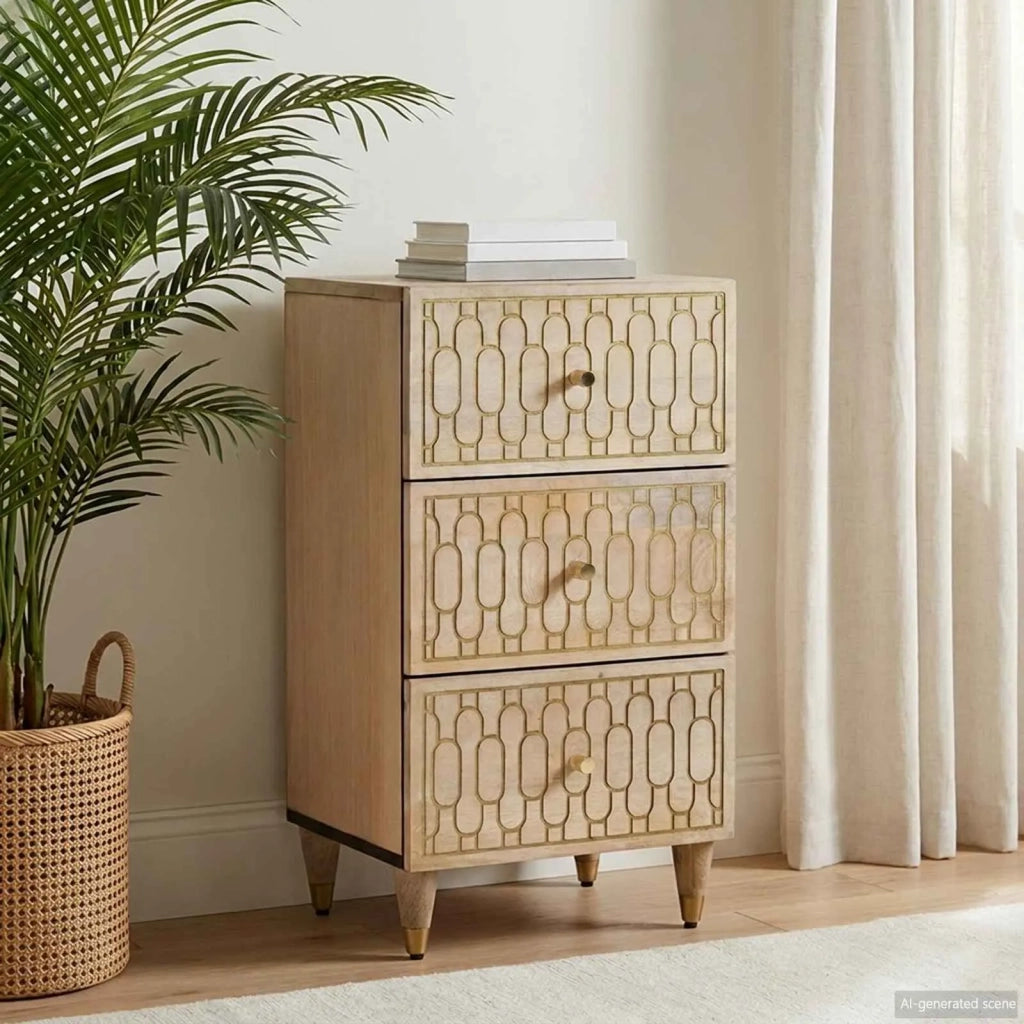 Credenza 40x33x75 cm in Legno Massello di Mango 358271
