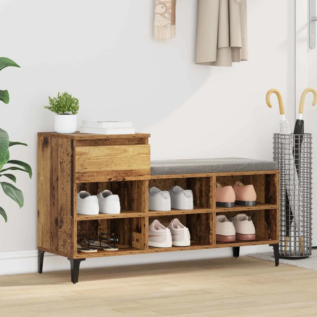 Mobile per scarpe con cassetto Legno vecchio 102 x 36 x 60 cm 881042