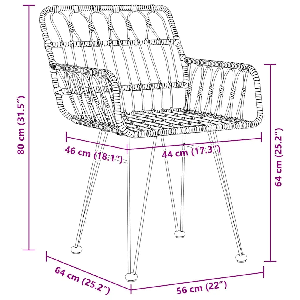 Set da Pranzo per Giardino 7 pcs Nero 3379189