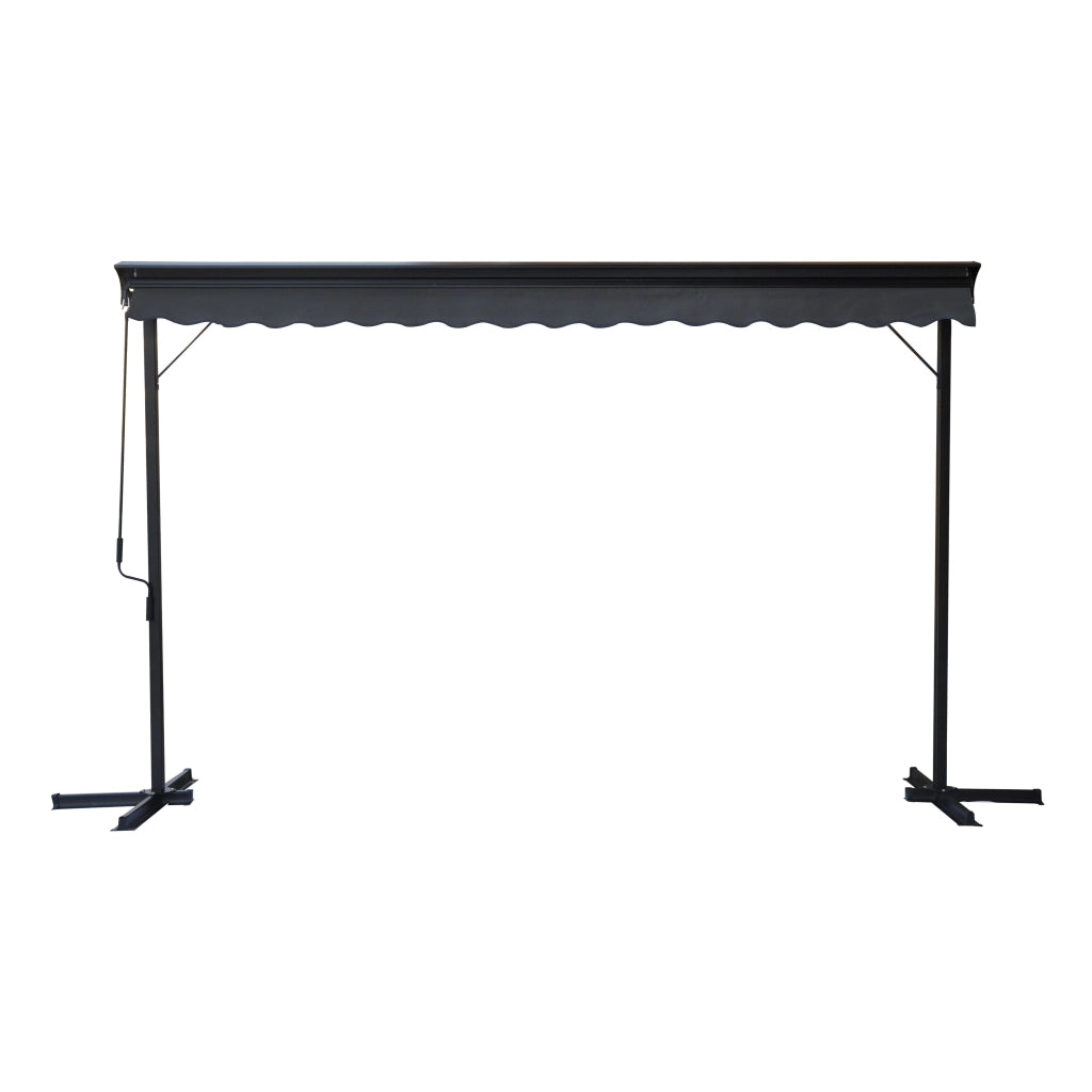 Oviala - Tenda da sole doppio pendio con cassaforte 3x4 m in alluminio grigio