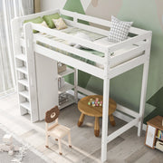 Letto a castello 90 x 200 cm con armadio e 6 ripiani, bianco, senza materasso