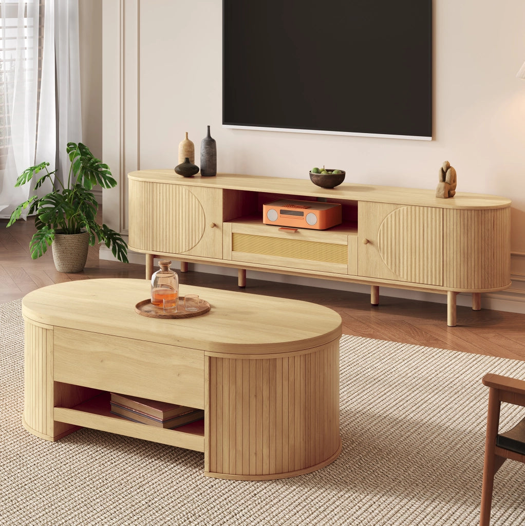 Set soggiorno con tavolino elevabile e mobile TV in MDF
