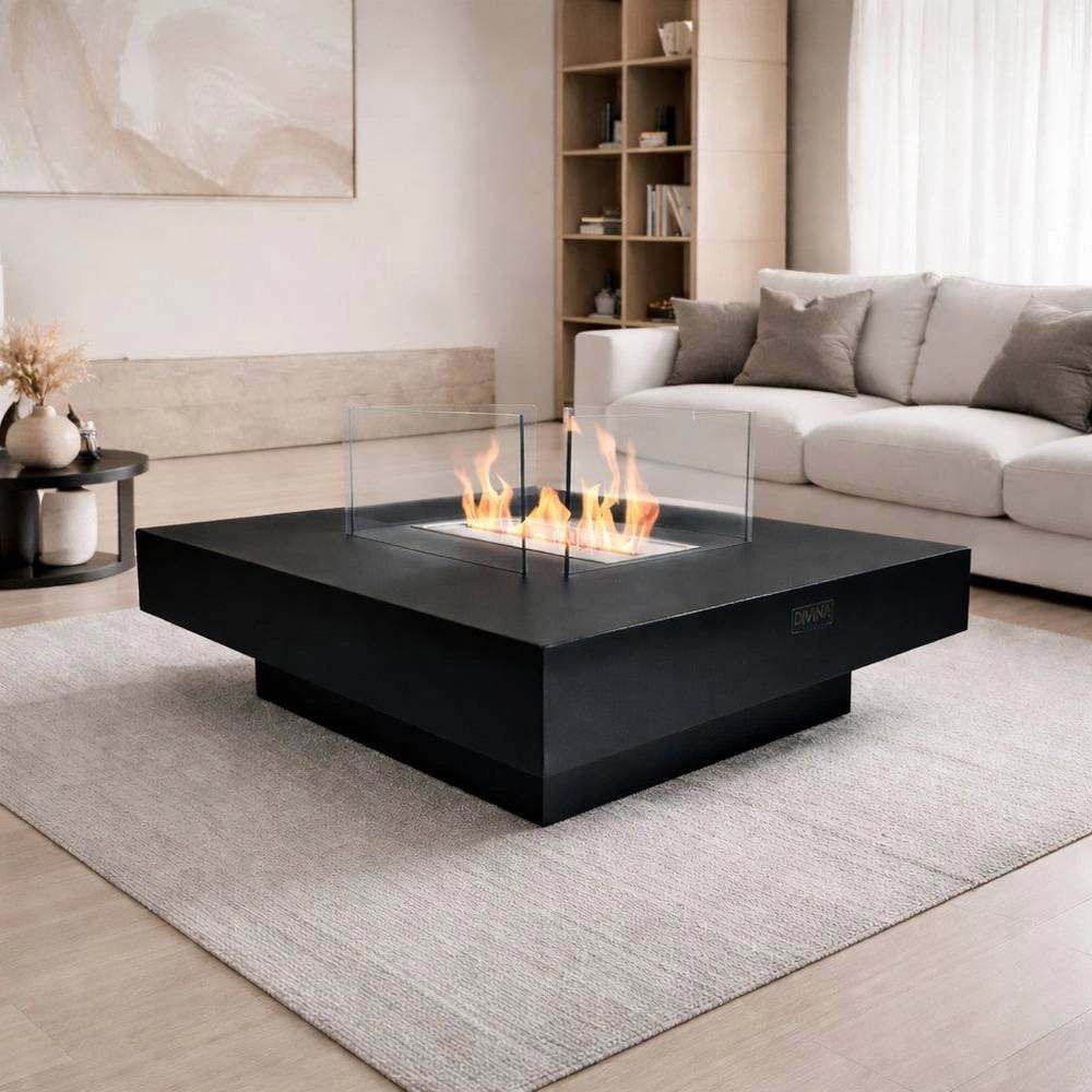 Camino a Bioetanolo Interno Esterno Panarea 70X70X35 Colore: Nero